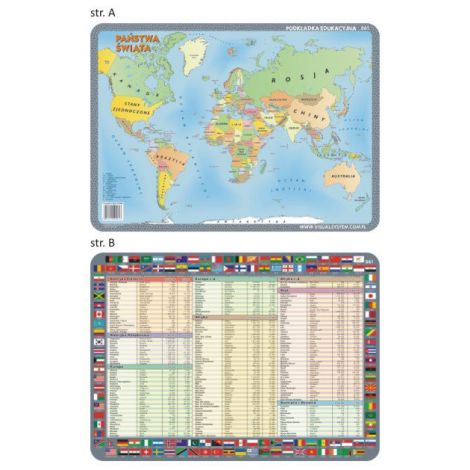 Podkładka edukacyjna Visual System Geografia, Mapa świata